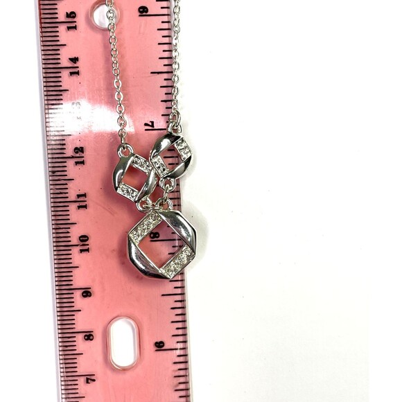 Vintage Avon SAQ signed Double Chain ‘Y’ Necklace geometric Pendant 2006 White - Picture 15 of 15